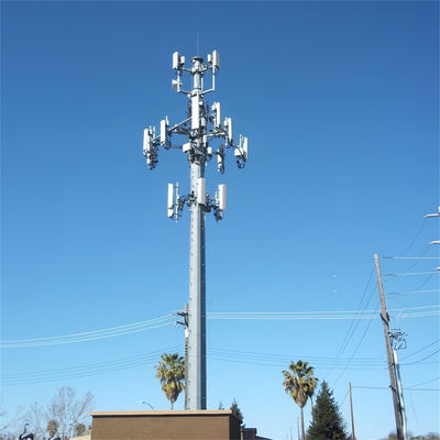 Free Standing Monopole 100' Telecom Tower Antenna Types Of Communicatin Tubular Monopole Tower