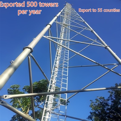 Three Tube Telecom Tower Carbon Steel 33m LTE Signal Rural Areas Wind Resistant