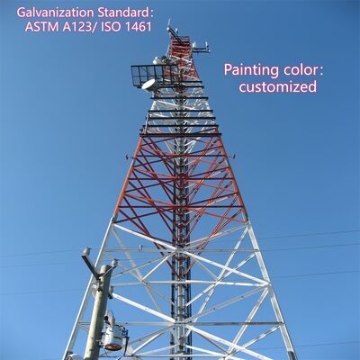 3 Legged Angular Steel Tower Communication Tower Hot Dip Galvanized 40m Broadcast Signal Corrosion Proof Industrial Parks