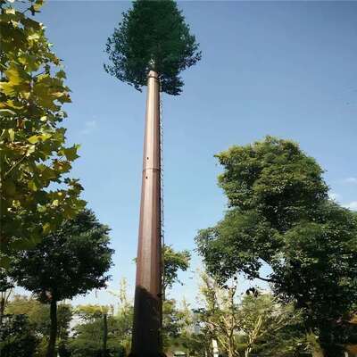 Bionic Tree Tower with integrated cable management and hidden platforms supporting telecommunications microwave and environmental monitoring equipment