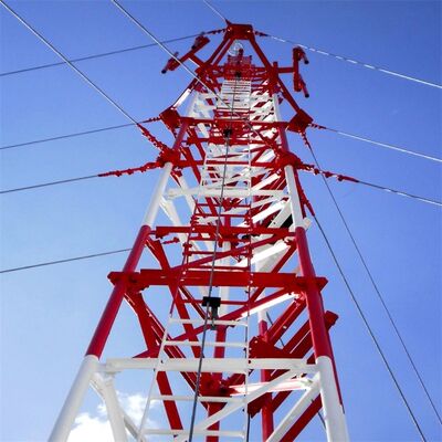 Galvanized Guyed Wire Tower Lattice Communication Mast Steel Structure Radio Tower for FM TV Signal Broadcasting with Anti-corrosion Surface Treatment
