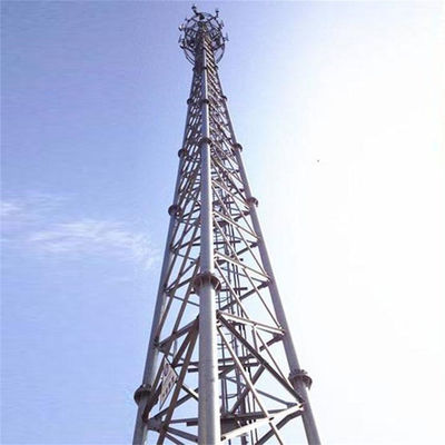 Round Steel Communication Mobile Phone Self Supporting Lattice Tower Antenna Tubular Mast 3 Leg