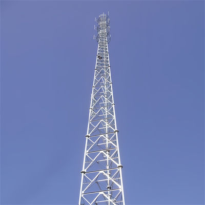 60m High Galvanized Angle Steel Self Supporting Antenna Tower 3 Legs Tubular 