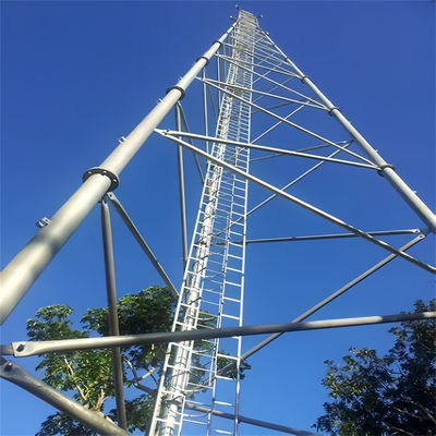 Triangular Telecom Tubular Self Supporting Antenna Mast HDG 3 Legged Steel Lattice Tower