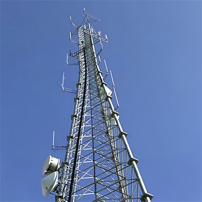Triangular Telecom Tubular Self Supporting Antenna Mast HDG 3 Legged Steel Lattice Tower