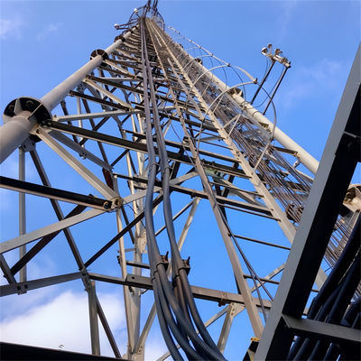 Triangular Telecom Tubular Self Supporting Antenna Mast HDG 3 Legged Steel Lattice Tower