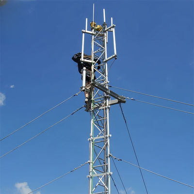 Cell Site Signal Transmission Triangle Steel Guyed Pole Tower Guyed Communication Tower