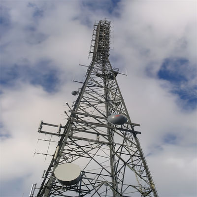 Telecom Supported Triangular Mast Design Guyed Wire Tower Galvanized Steel Lattice Tubular