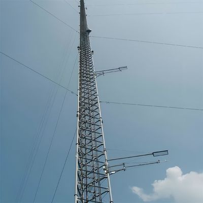 100 Meter Q345 Q235 Q420 Steel Structure Guyed Pole Tower Antenna Angle Lattice Communication Pole Mast Telecommunication Tower