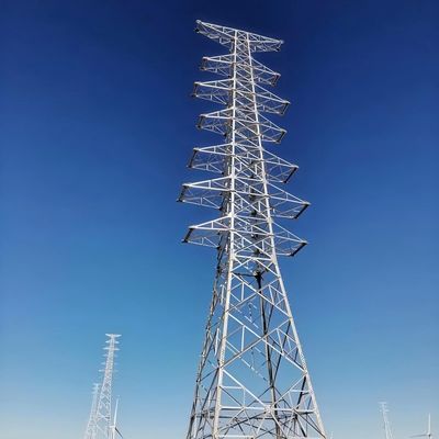 Galvanized Lattice Angle Multi Circuit Metal Power Line Towers Suspension Double Circuit Grid Power Tower