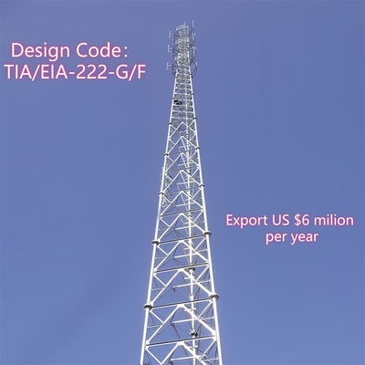Triple Tube Cell Tower High Strength Steel 38m Mobile Network Suburban Zones Durable