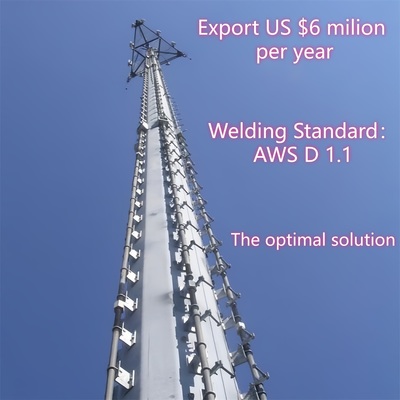 Single Tube Monopole Tower Carbon Steel 25m LTE Network Rural Areas Weatherproof