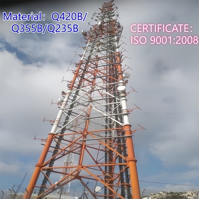Three Tube Telecom Tower Carbon Steel 33m LTE Signal Rural Areas Wind Resistant