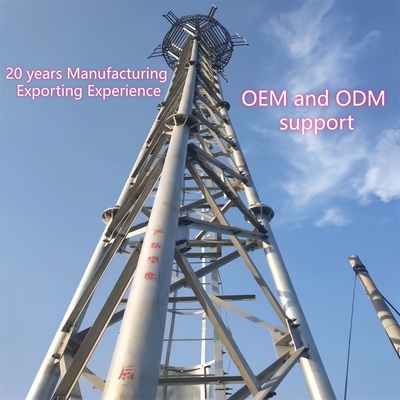 Three Tube Telecom Tower Carbon Steel 33m LTE Signal Rural Areas Wind Resistant