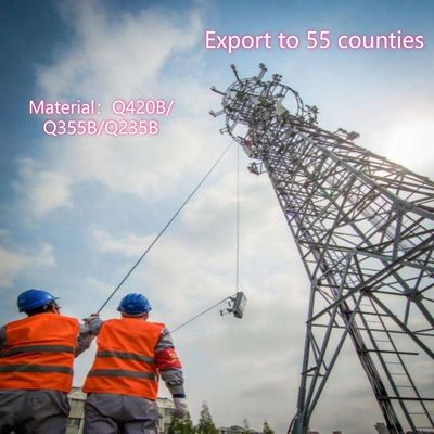 Power Transmission Tower Galvanized Steel 35m High Voltage Electric Grid Urban Areas Stable