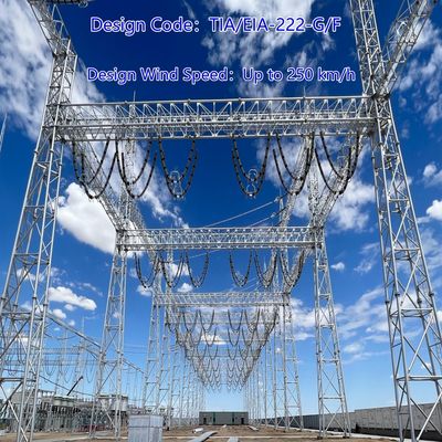 Power Transmission Tower Galvanized Steel 35m High Voltage Electric Grid Urban Areas Stable