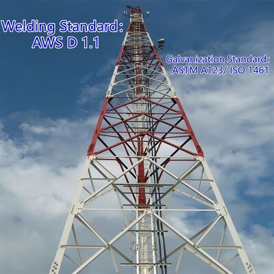 3 Legged Angular Steel Tower Communication TowerCarbon Steel 35m WiFi Transmission Durable Suburban Zones