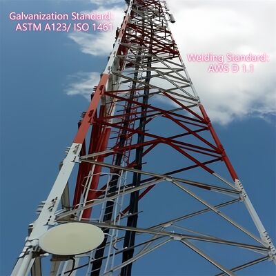 Self Supporting Galvanized Angular Steel 3 Legged Tower 40m Broadcast Signal Corrosion Proof Industrial Parks