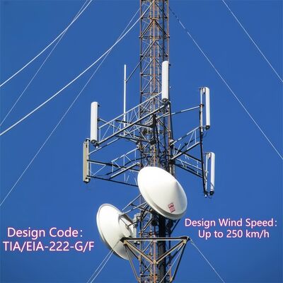 3 Legged Tubular Steel Microwave Guyed Communication Tower 20 - 70Meter