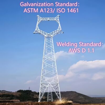 High Voltage 220KV 500KV Galvanized Angle Steel Power Transmission Tower Suspension Utility Pole
