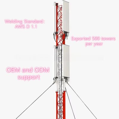 10 20 30 40 50 65m 3 Leg Guyed Wire Weather Resistant Galvanized Steel 4G 5G Microwave Wifi Telecom Transmission Tower