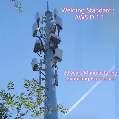 Monopole Tower telecom tower constructed from mild and high tensile steel grades with EN 1991-1-4 & EN 1993-3-1 design code for performance