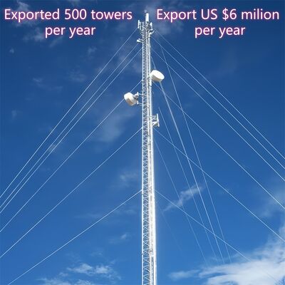 Robust Guyed Wire Tower designed to withstand harsh wind conditions with high tensile steel and ISO certified bolts and nuts