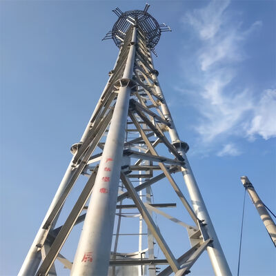 Light Duty 45 Meter 3legged Tubular Cellular Microwave Galvanizing Isp Pylon Antenna 5g Pole 3 Legged Lattice Steel Tower