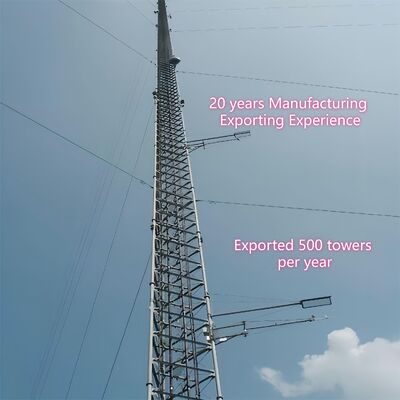 Typhoon Resistant Guyed Wire 5G Communication Steel Tower  compliant with ANSI TIA 222 G H F and EN 1991 1 4 standards providing support for tall slender structures