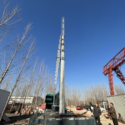 Monopole Telescopic Tower 15-25M Galvanized Steel Truck Mounted Communication Antenna 40M/S Windproof ISO Certified