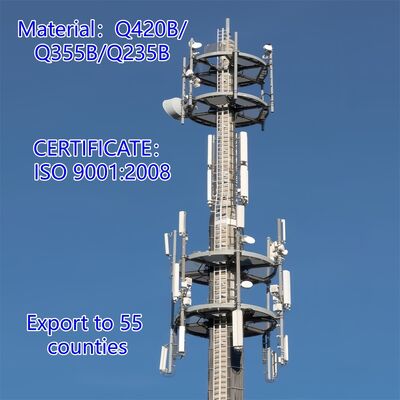 Monopole Tower steel telecom tower designed according to GB T 700 and GB T 1591 standards ensuring and structural integrity for telecom