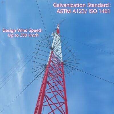 Steel Guyed Wire Tower constructed with bolts and nuts graded 4.8 6.8 and 8.8 ensuring strong connections and durability