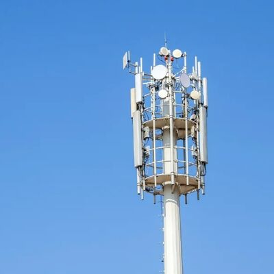 Monopole Tower telecom featuring solid shaft design and surface treatment options including hot dip galvanizing and painting