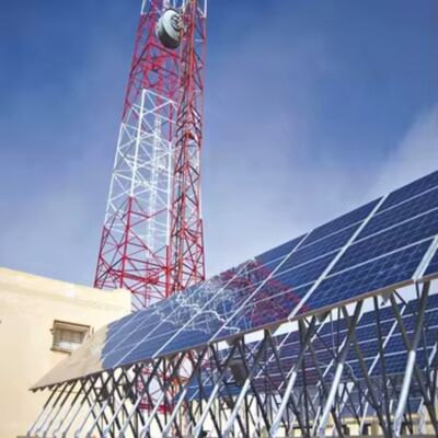 Solar Powered Antenna Tower Self Supporting Galvanized 20 30 40M 4G 5G Off Grid Telecom Mast