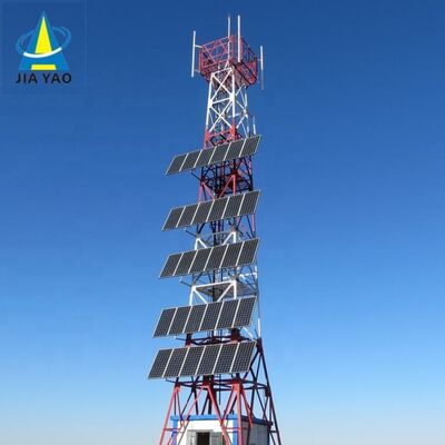 Emergency Solar Panel Antenna Tower Hot Dip Galvanized 18 28 38M 5G 4G Disaster Relief Telecom Tower