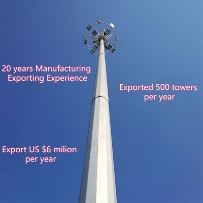 13 19 25M Compact Design Monopole Galvanized Steel Self Supporting Outdoor 5G 4G Microwave Space Saving Mast