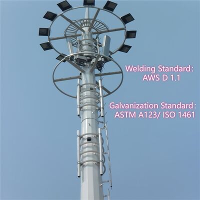13 19 25M Compact Design Monopole Galvanized Steel Self Supporting Outdoor 5G 4G Microwave Space Saving Mast