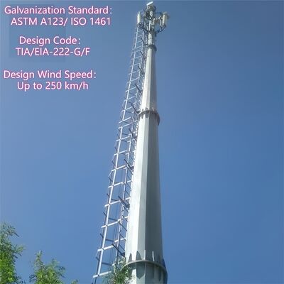 14 20 26M Compact Size Monopole Galvanized Steel Self Supporting Outdoor 5G 4G Satellite Small Area Telecom Tower