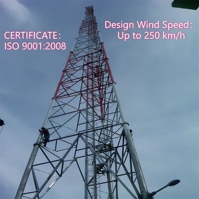 Durable 3 Legged Tubular Steel Tower Galvanized Self Supporting Telecom Mast for Outdoor 5G 4G Microwave Applications