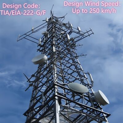 40M 80M Q355 Steel 4 Legged Telecom Tower Galvanized Wind Resistant For Coastal High Wind Zone