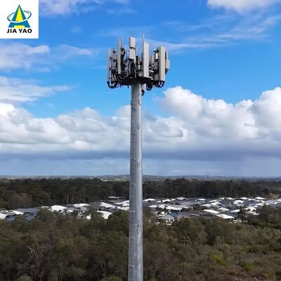 28M Hot Rolled Steel Monopole Antenna Tower Long Life For Sports Stadium