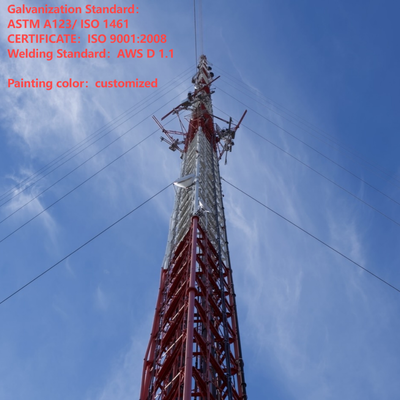 30 35M Hot Dip Galvanized Guyed Communication Tower Small Foundation For Grassland Area