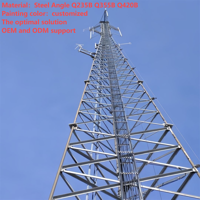 44m 54m 66m 74Meter Hot Dip Galvanized 3 Tube Telecom Tower For Bus Terminal Hub 5G