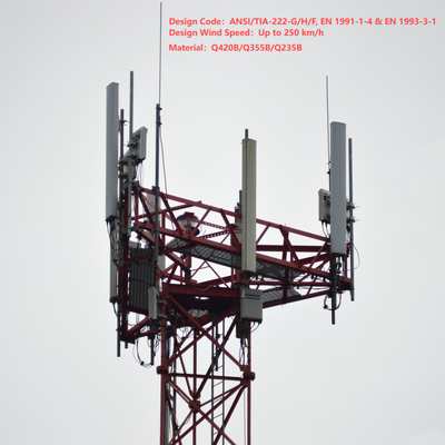 48m 60m 70m 77Meter Compact Footprint 3 Tube Telecom Tower For Urban Pedestrian Street 5G