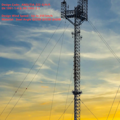 32 45 50M Q355 Steel Guyed Antenna Tower For Forest Ranger Station Communication