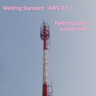 20M Q355 Steel Monopole Tower Rooftop Mount For Office Building 5G Deployment