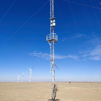 60M High-Precision Galvanized Anemometer Tower for Wind Farm Resource Assessment with Multi-Level Sensor Brackets and Anti-Climbing Security FeaturesDeployment System