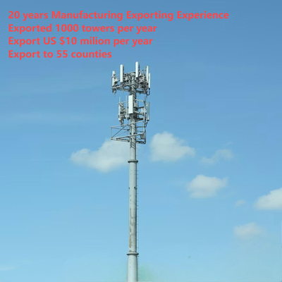 Custom Steel Monopole Telecommunication Tower Q345 Hot Dip Galvanized 5G Cell Phone Signal Transmission Pole ISO 9001 Factory