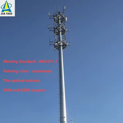 Custom Steel Monopole Telecommunication Tower Q345 Hot Dip Galvanized 5G Cell Phone Signal Transmission Pole ISO 9001 Factory
