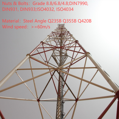 High-Precision 3 Legged Tubular Steel Lattice Tower for 4G 5G Base Station 20m 30m 45m 60m Hot DIP Galvanized Wind Resistant Telecom Mast